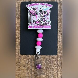 Pink and White Badge Reel